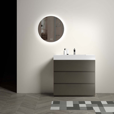 Contemporary Freestanding Bathroom Vanity With Sink Basin Without Drain And Faucet