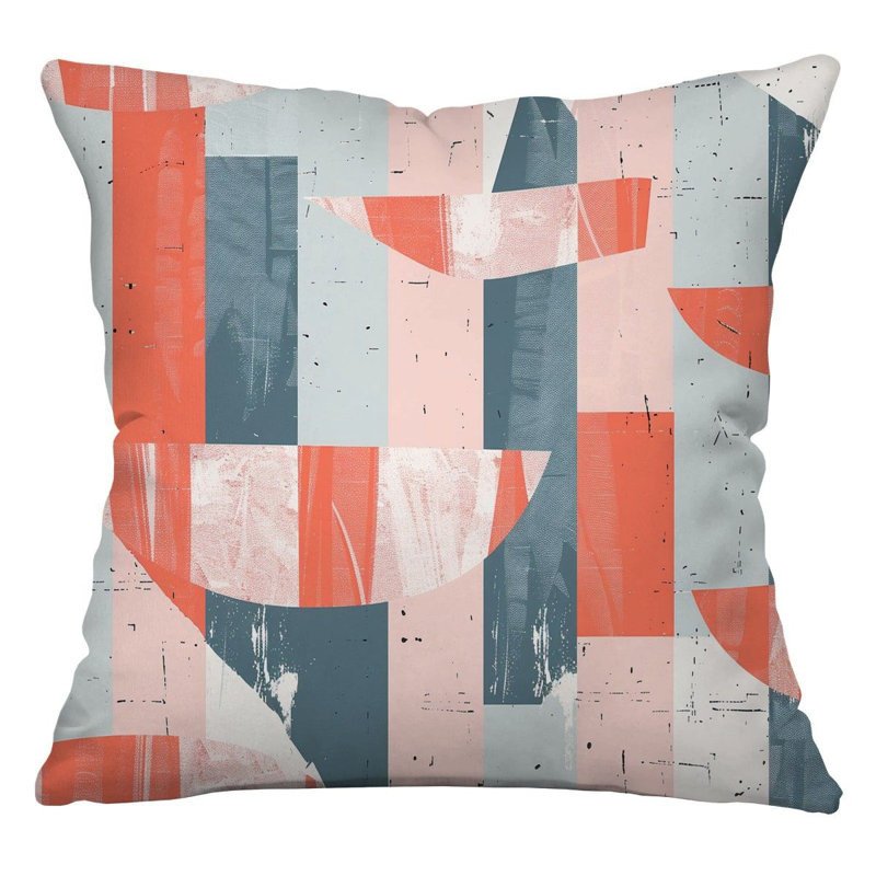 Coussin décoratif abstrait à géométrie abstraite, H 18 po x l 18 po