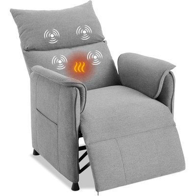 Ebern Designs Electric Recliner Chair with Massage & Heat, Adjustable Recliner Sofa with Remote Control for Living Room/Office, Grey