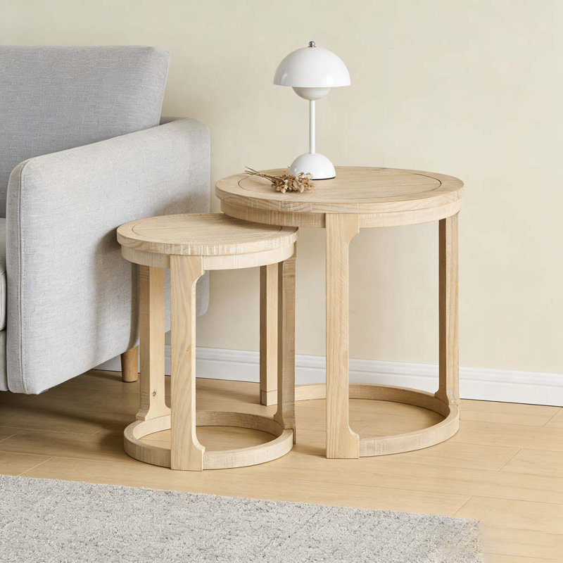 Ensemble de tables rondes 24 "2PCS, Chêne