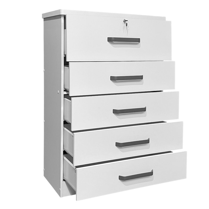 Commode avec commode à tiroirs profonds et verrous de grands tiroirs 31,5 po, Blanc