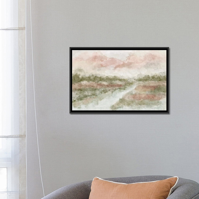 Peaceful Waters, Black Floater Framed Canvas, 18" H x 26" W x 1.5" D, No Mat