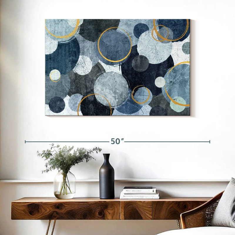 Avery Layered Blue Circles, 26" H x 39" W