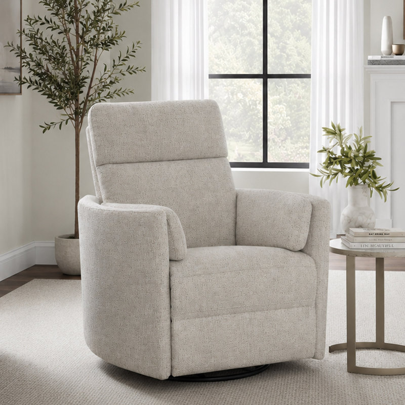 Bre 40" Power Swivel Glider Recliner, Natural Beauty Quartz Chenille