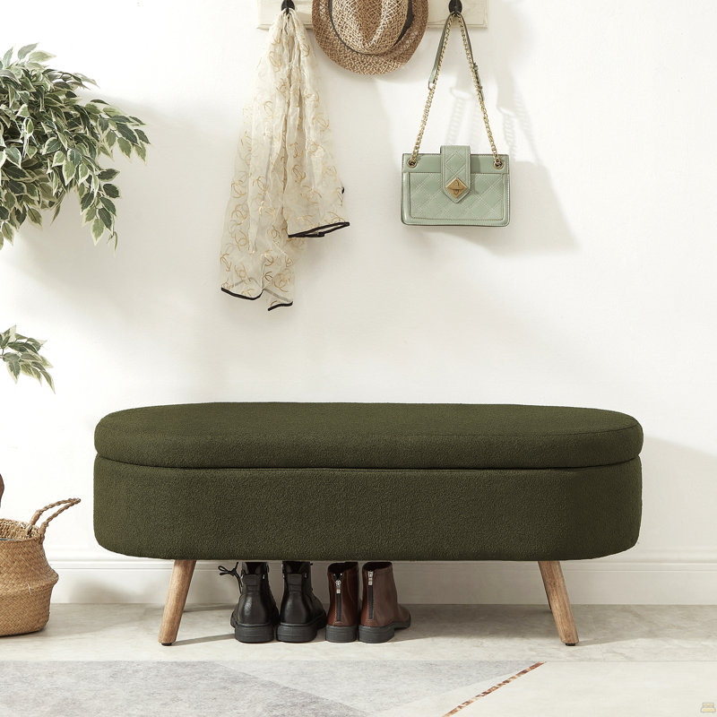 Banc de rangement avec repose-pieds ovale Luxury, Dark Green
