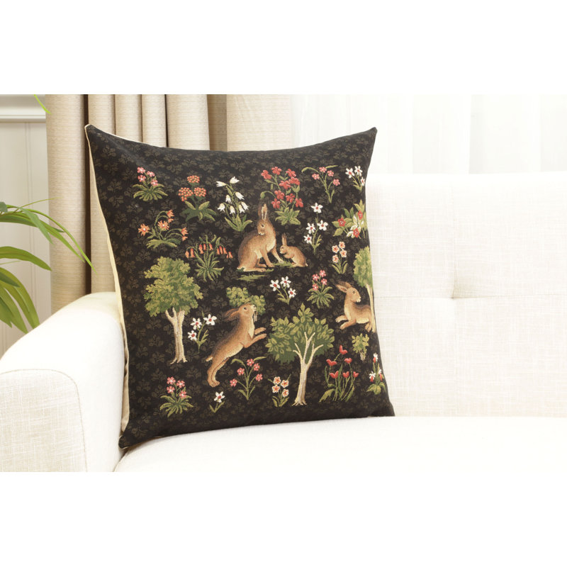Medieval Rabbit with Flowers Running , Brown/Green/Red Rabbit 2