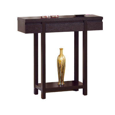 Console Table, Red Cocoa Brown, 36 Inch Hidden Storage Drawer