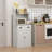 Microwave Cabinet With Storage Drawer, Double Door Cabinet And Adjustable Shelf, Buffet With Hutch And Cable Hole, Storage Cabinet For Kitchen, Dining Room, Living Room