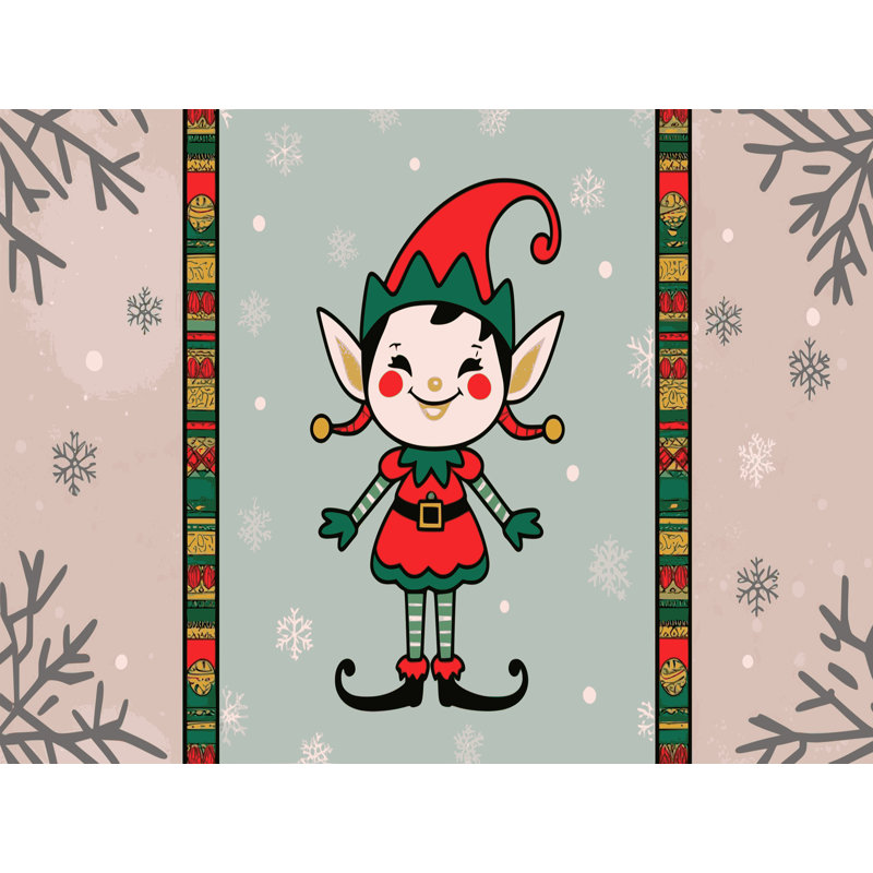 Tapis de vacances d'hiver de Noël lavable The Holiday Aisle®, Rectangulaire 2 pi x 3 pi