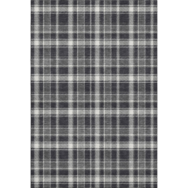 Tapis lavable à carreaux noir et ivoire 8 pi x 10 pi avec protection UV