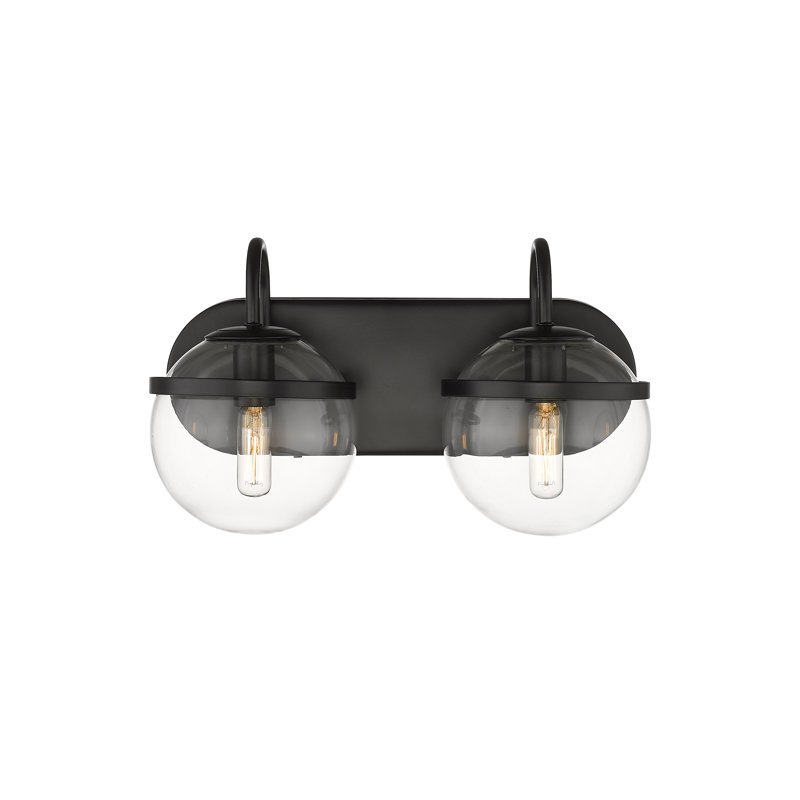 Sands - 2 lumières - 14 pouces - Noir mat - Abat-jour transparent - Éclairage pour meuble-lavabo