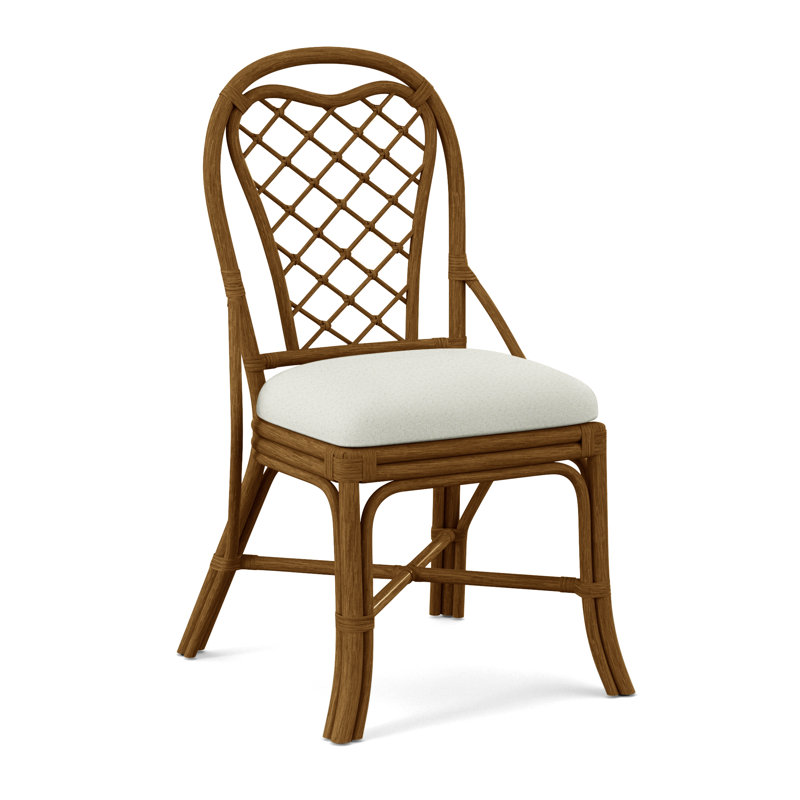 Trellis Back Side Dining Chair, Eggshell Crypton Performance; 0884-93, Havana