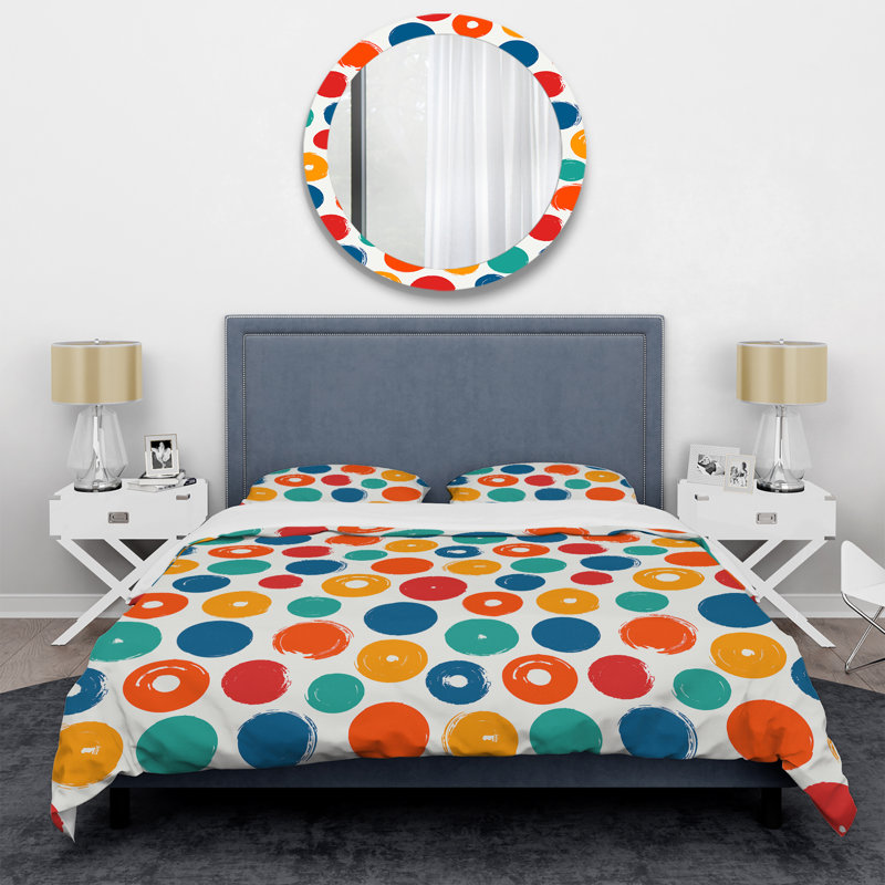 Ensemble de housse de couette en microfibre rouge / bleu / jaune 3 pièces, Housse de couette double / grand + 2 taies décora