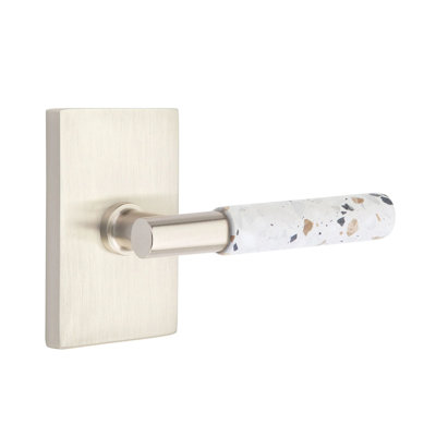 Mortaise intérieure Select Passage avec rosette rectangulaire moderne et tige en T, levier Terrazzo