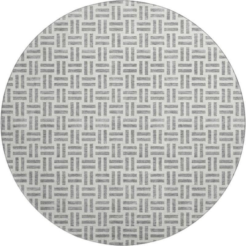 Premium Machine Washable Prisco Gray Rug, Round 8'
