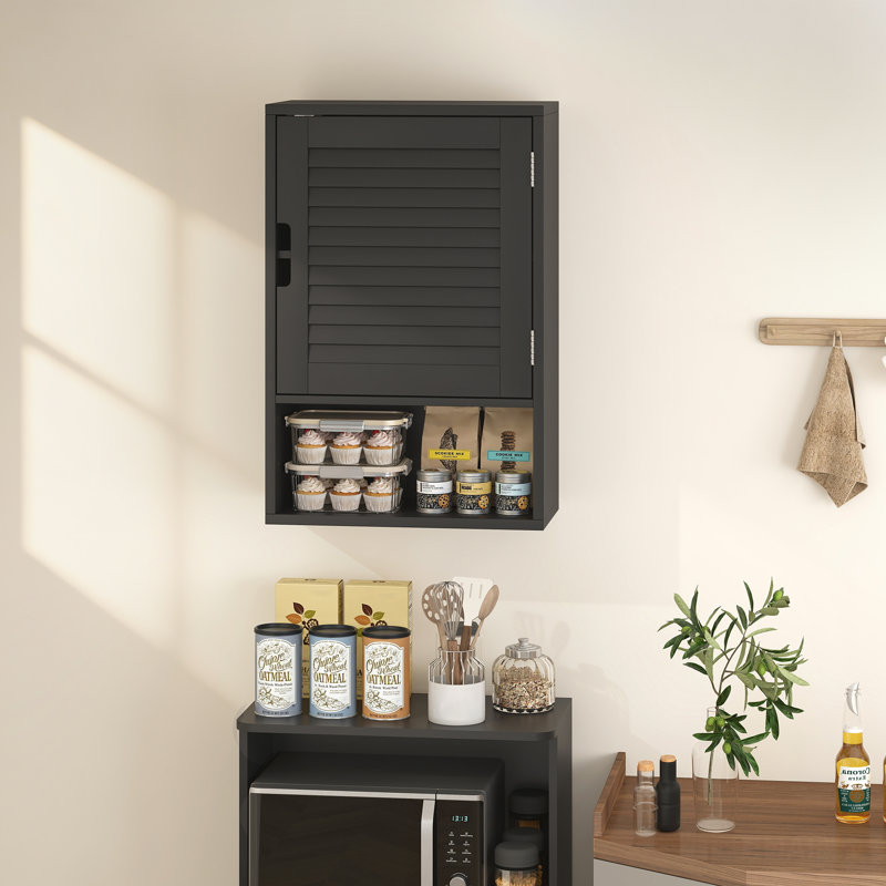 Armoire à pharmacie murale pour salle de bain, 40 x 20 x 60 cm, noir, Noir mat