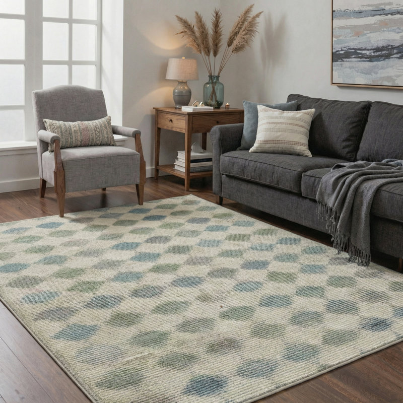 Tapis intérieur sauge lavable à la machine Coady Diamondot, Rectangle 6 pi x 9 pi