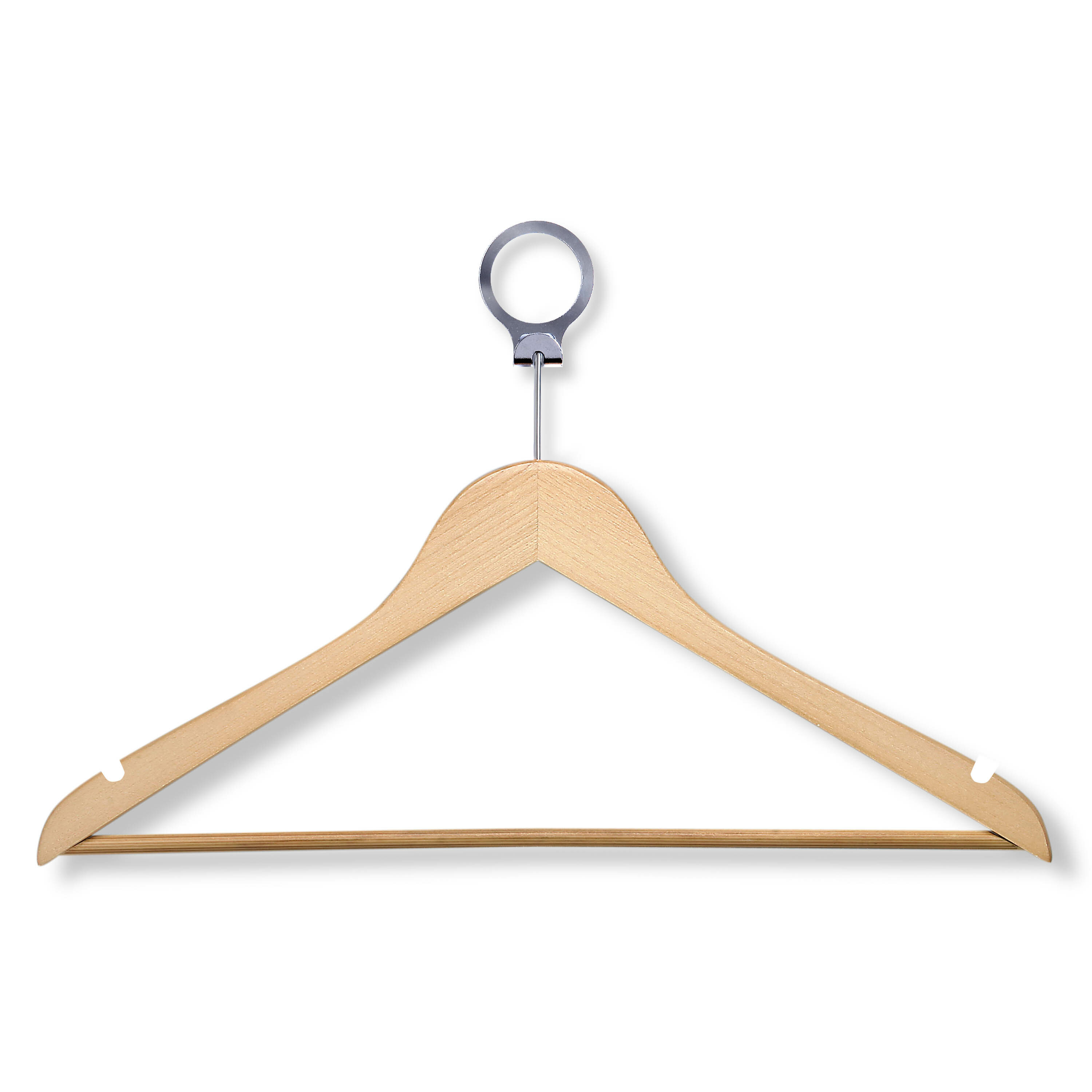 Rebrilliant Wooden Suit Hanger with Solid Wood Bar (Set of 50), Silver