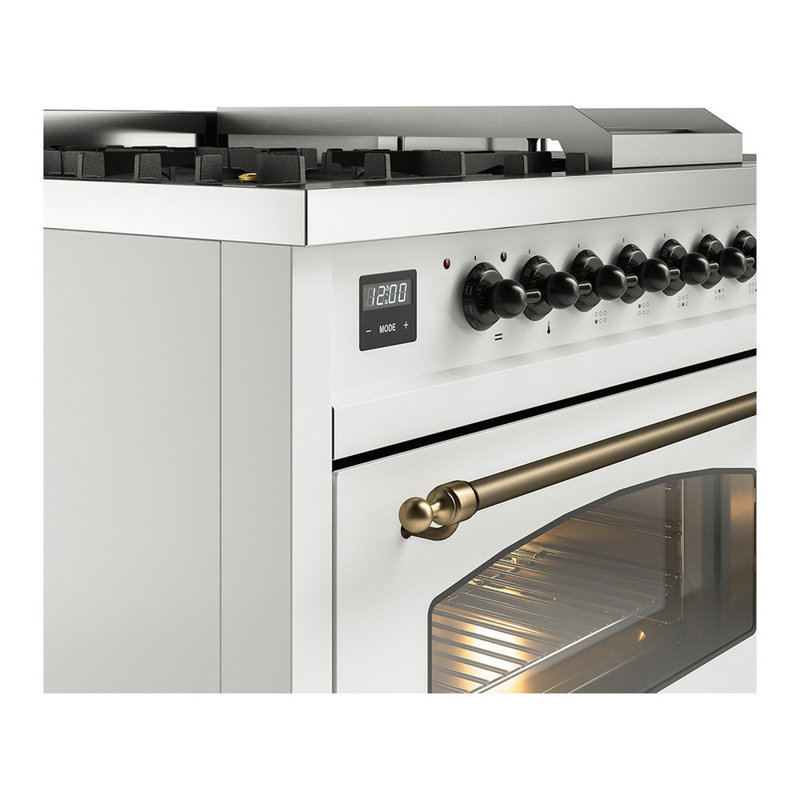 ILVE Nostalgie II 48 Dual Fuel Range, White/Bronze, Natural Gas