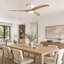Ventilateur de plafond réversible de 52 pouces avec pales en bois massif, éclairage DEL à intensité variable et télécommande