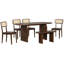 Ensemble de salle à manger moderne 6 pièces avec structure en bois massif et chaises en rotin-130144996