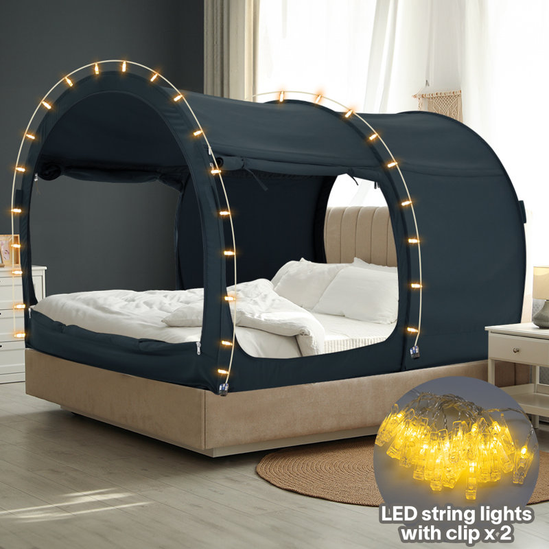 Twin Size Bed Canopy Tent with 2 LED Light Strips