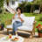 Outdoor Wooden Loveseat With Cushions