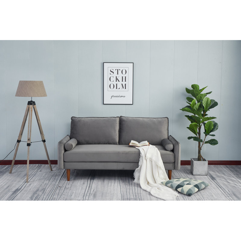 Canapé à accoudoirs arrondis 70 po Emteas, Velours gris