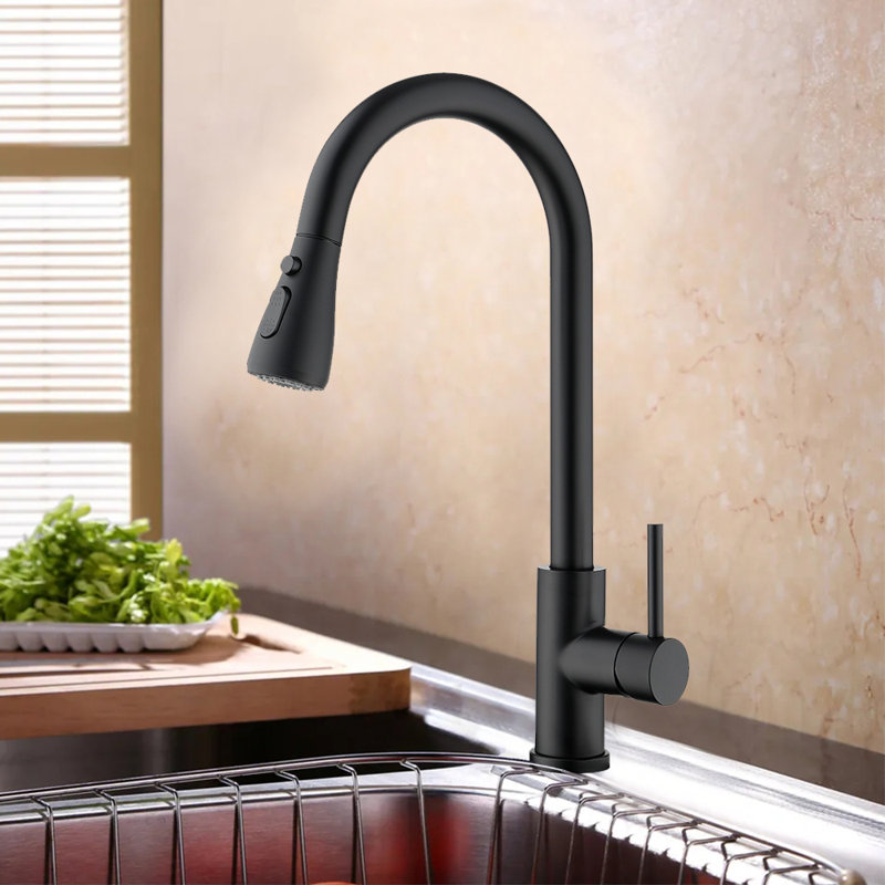 FB WERFY Pull Down Kitchen Faucet, Matt Black