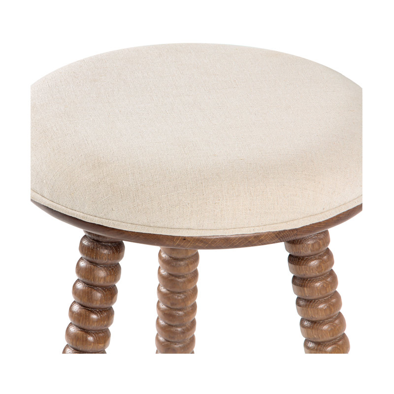 Brown Wood Twist Leg Counter Stool with Cushion