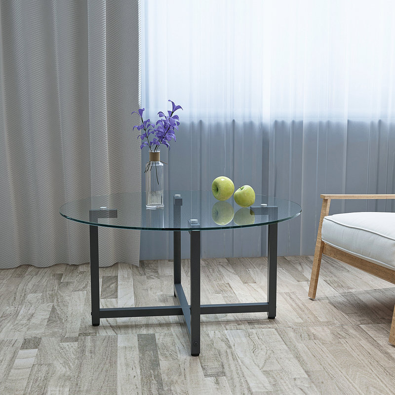 Round Glass+ Leg Coffee Table, Clear Coffee Table,modern Side Center Tables,modern coffee table,cocktail table, Transparent