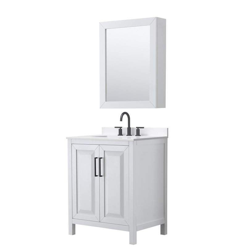 Daria 30'' W Vanity, Matte Black, White, Giotto Quartz