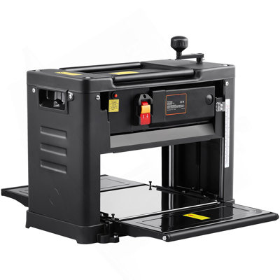 Raboteuse de 1 po d'épaisseur, raboteuse de table de travail à simple vitesse, largeur de 13 po, double lame, moteur puissant de 15 A 1800 W, table d'alimentation prolongée de 12 po, faible bruit pour l'enlèvement du bois dur et du bois tendre