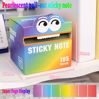 A Sticker Cute  Box Pull Out  Notes Gradient Transparent Pearl Adhesive Note Pads Waterproof Clear  Stickers For Student Exam Notes