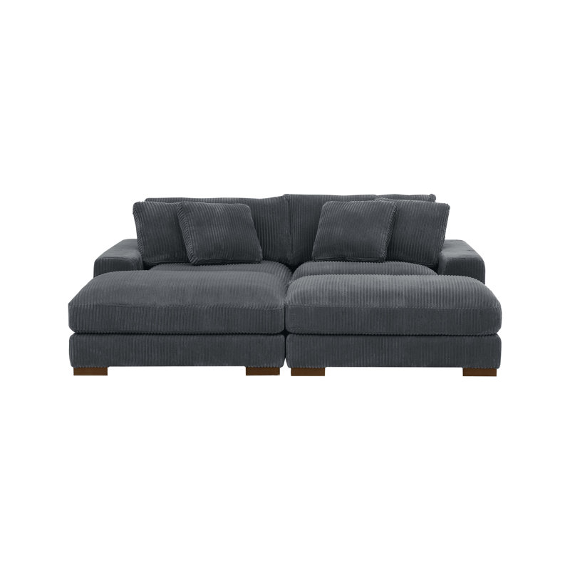 Braedon Modular Corduroy Sectional, Dark Gray Corduroy