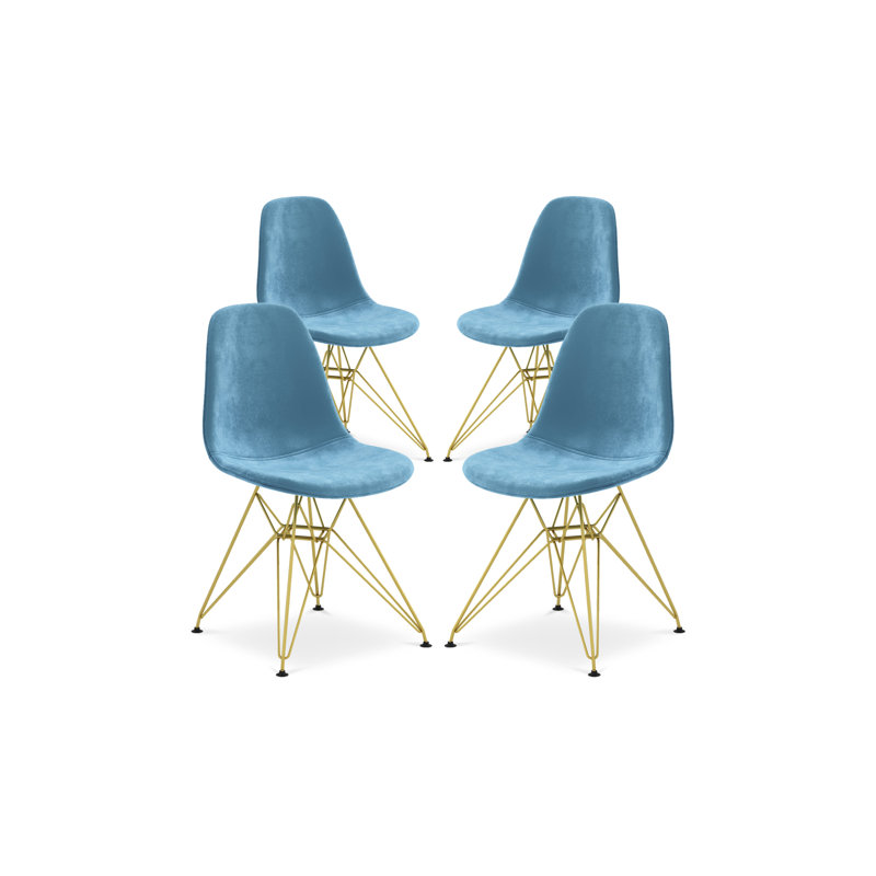 Chaise de salle à manger Tower, velours, Bleu