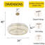 8-light Dimmable Curved Surface Crystal Chandeliers, Round Rings Shape Gold Fixture