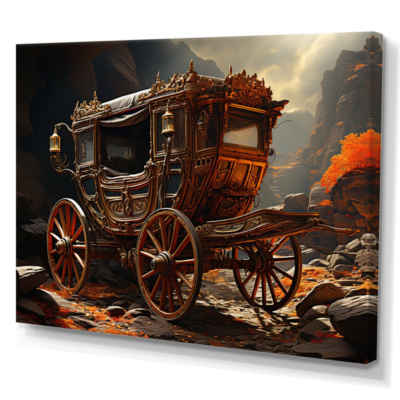 «Fantasy Cart Adventure» sur toile, Toile tendue, H 16 po x l 32 po x P 1 po
