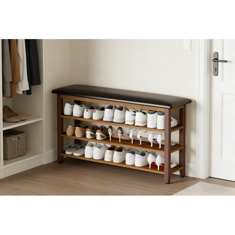 Range-chaussures en bois de qualité supérieure pour la maison, 24.4” H x 47.3” W x 11.8” D