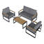Ensemble de conversation extérieur 4 pièces pour patio avec assises profondes et structure en acier robuste-488715875