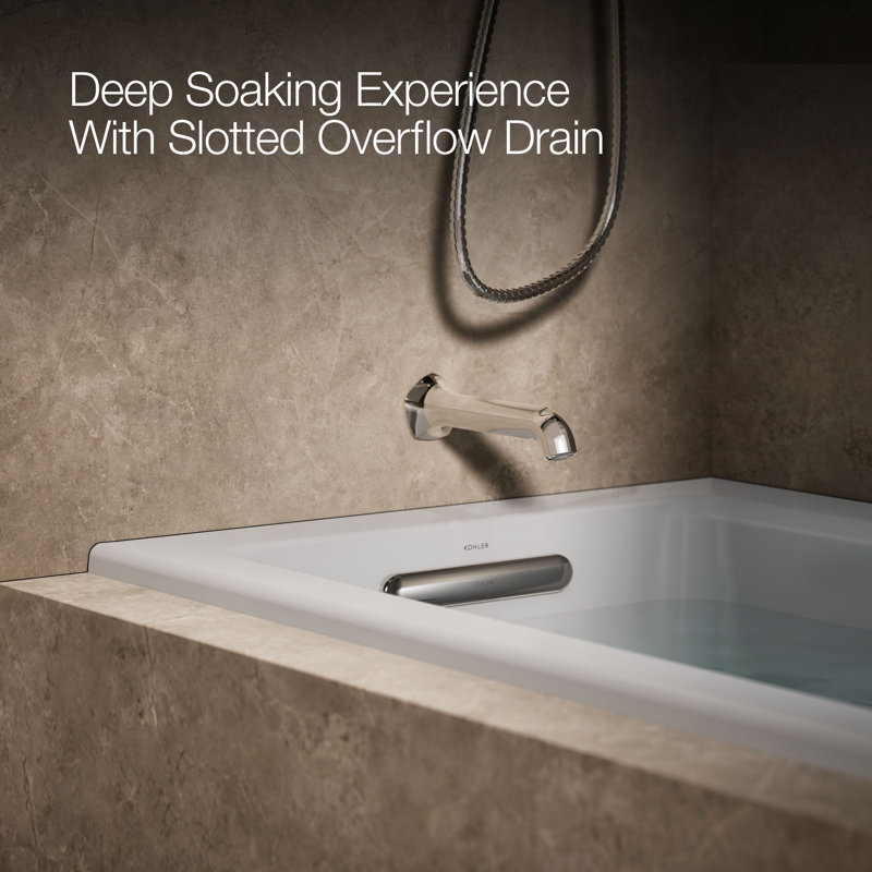 Archer® 60" x 30" Drop-in Whirlpool Bathtub, Biscuit, Left