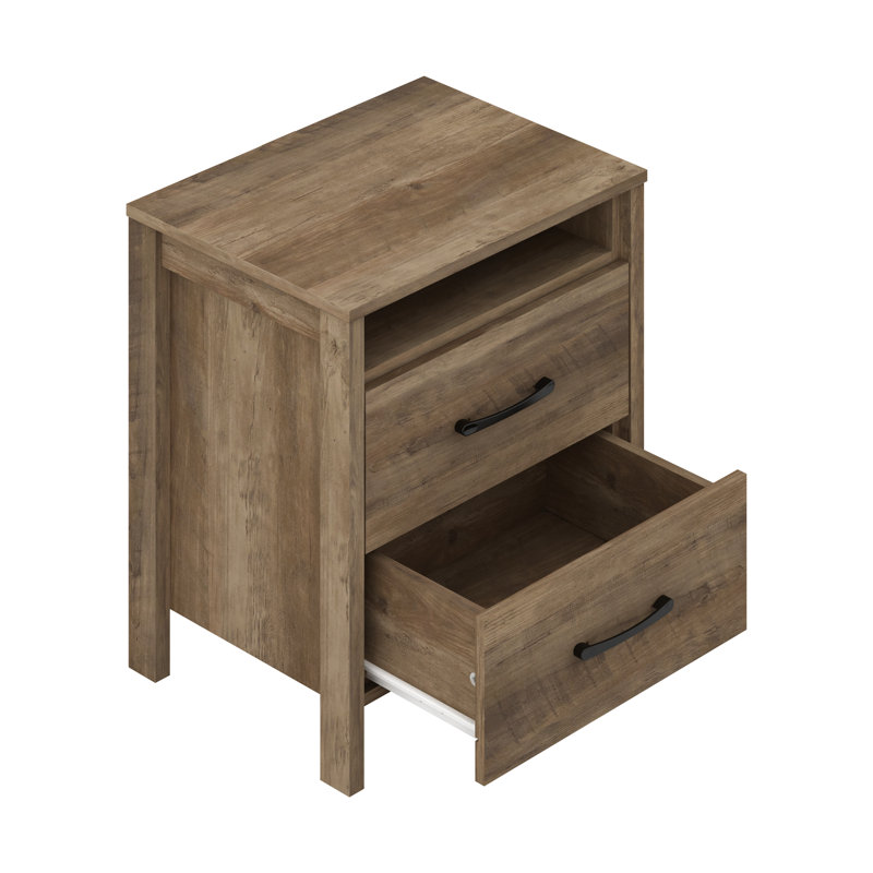 Table de chevet 2 tiroirs 22,7 po Allysyn, Chêne noueux, Individuel