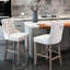 Velours contemporain recouvert de velours, bouton, pieds en bois massif, garniture cloutée, 2 chaises de bar élégantes pour la décoration de la salle à manger avec dossier haut en bois,
