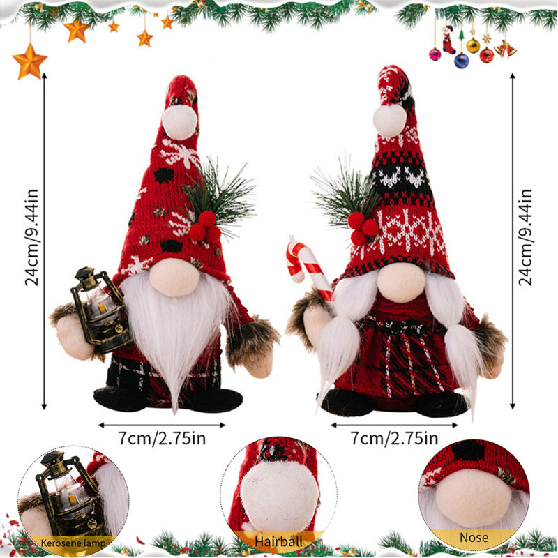 2 pièces de poupées de Noël, chapeau tricoté à la main, poupées naines, styles pour hommes et femmes, décoration intérieure, cadeaux de Noël