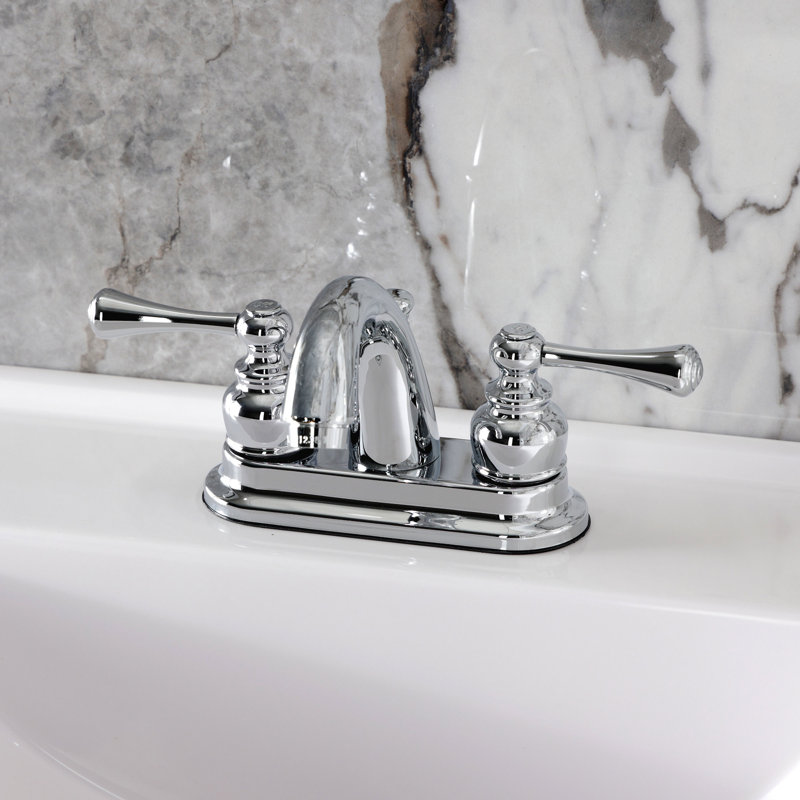 Kingston Brass Vintage Two-Handle 3-Hole Deck Mount 4" Centerset Bathroom Faucet with Plastic Pop-Up, Polished Chrome