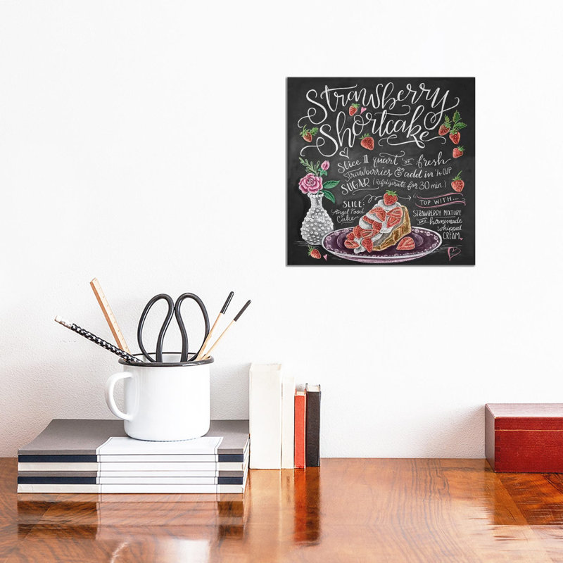 Strawberry Shortcake Recipe - Print on Canvas, 30.48cm H x 30.48cm W x 1.91cm D, Wrapped Canvas