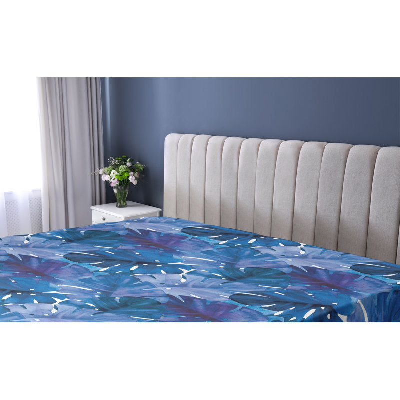 Drap-housse à motif de feuilles tropicales Ambesonne rétro Monstera lavande foncé indigo, Drap-housse grand