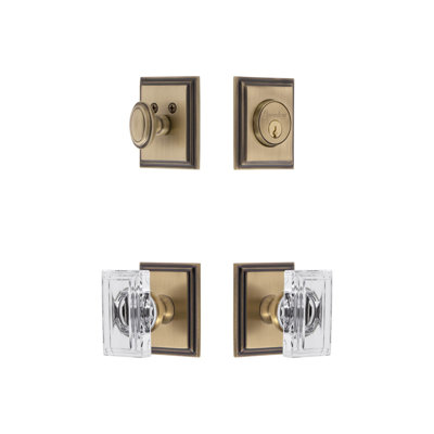 Ensemble d'entrée complet avec rosette carrée et bouton en cristal Carre