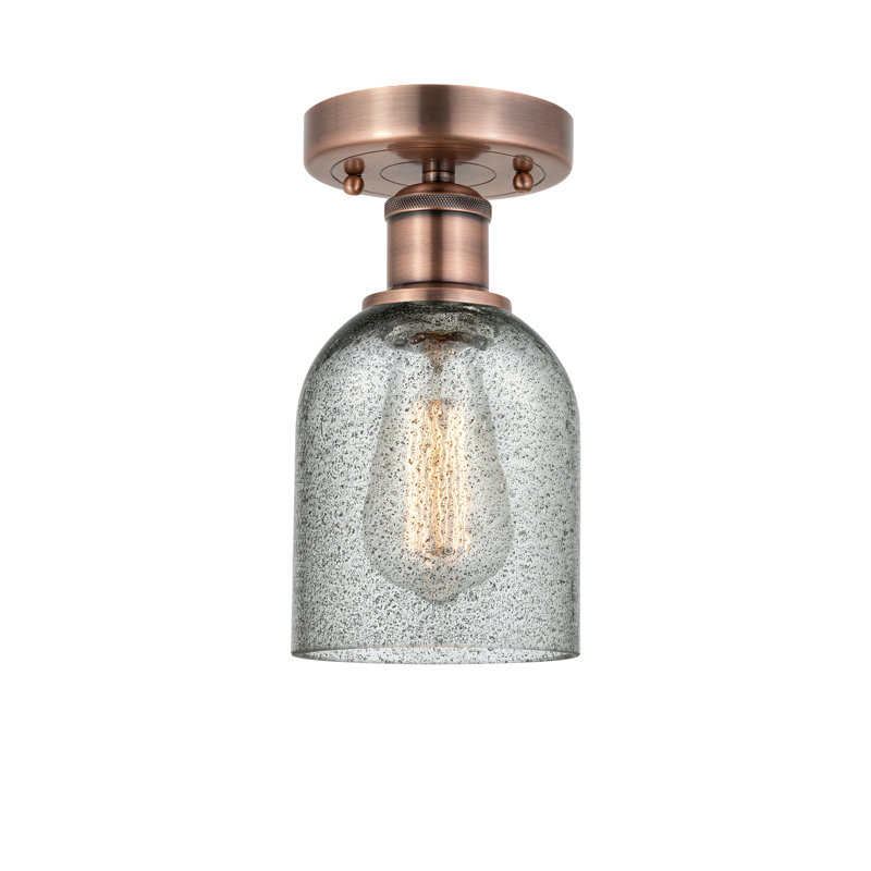 Plafonnier semi-encastré Reiko, Gris anthracite, Cuivre antique, H 11,25 po x l 5 po x P 5 po