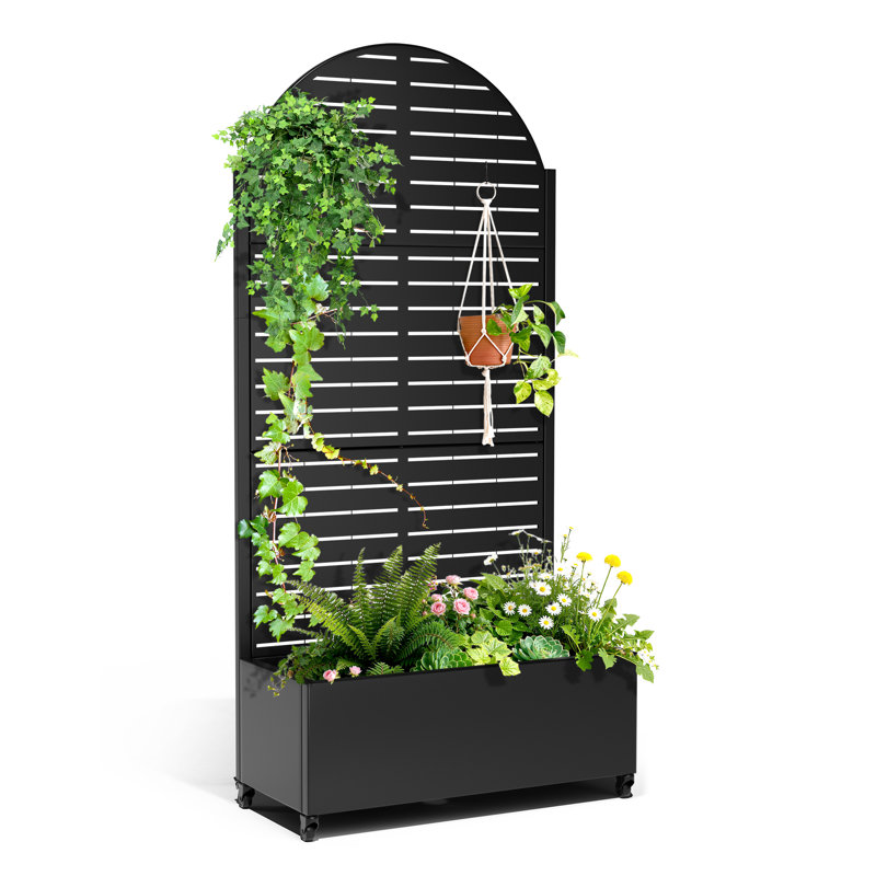Metal Raised Garden Bed with Trellis, Garden Box for Vegetables and Flowers, Trellis Planter Box for Climbing Plants and Vines, Galvanized Raised Garden Bed